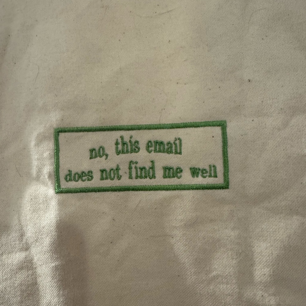 White Tote Bag with Green Embroidery